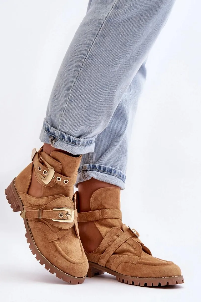 Clearance Boto Lu Boo Zamszowe Botki Z Wycięciami Camel Rock Girl Brązowy