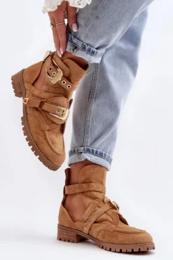 Clearance Boto Lu Boo Zamszowe Botki Z Wycięciami Camel Rock Girl Brązowy