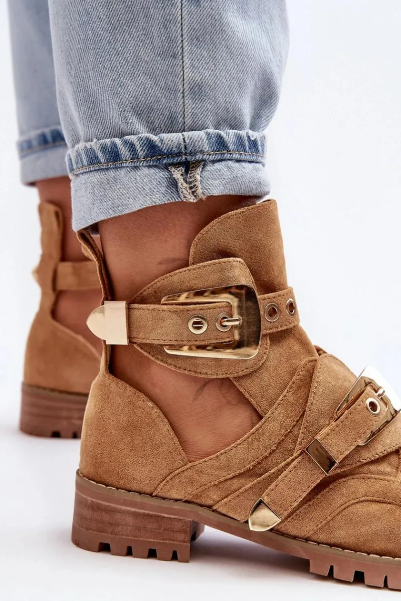 Clearance Boto Lu Boo Zamszowe Botki Z Wycięciami Camel Rock Girl Brązowy