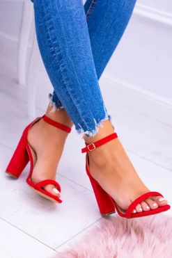 Sale Boto Lu Boo Zamszowe Czerwone Sandały Na Słupku Ripley