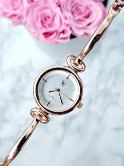 Outlet Luxe Damski Zegarek Na Bransolecie Różowe Złoto Mega Zegarki