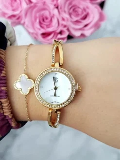 Online Luxe Damski Zegarek Na Bransolecie Złoty Elle Zegarki