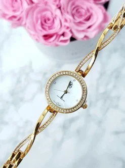 Online Luxe Damski Zegarek Na Bransolecie Złoty Elle Zegarki