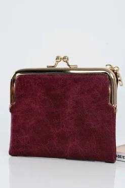 Online Mała Damska Bordowa Portmonetka Na Bigiel Portfele