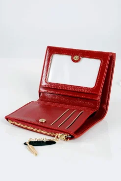 Sale Boto Mała Damska Czerwona Portmonetka Piórko