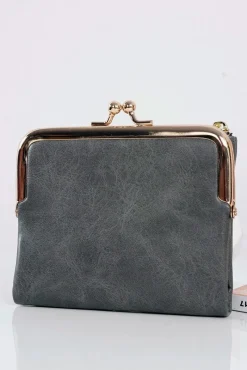 Clearance Mała Damska Szara Portmonetka Na Bigiel Portfele