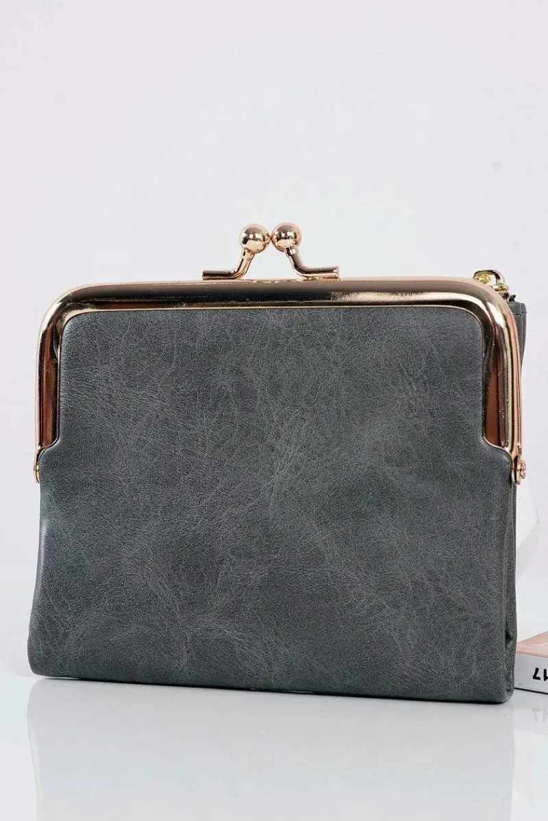 Clearance Mała Damska Szara Portmonetka Na Bigiel Portfele