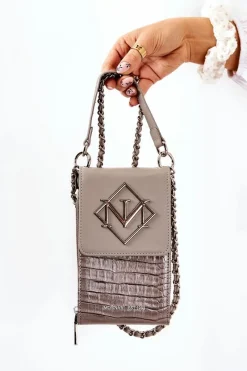 Online Mała Damska Torebka ETUA020-019 Szara Torebki Monnari|Listonoszki