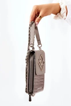 Online Mała Damska Torebka ETUA020-019 Szara Torebki Monnari|Listonoszki