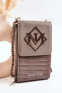 Online Mała Damska Torebka ETUA020-019 Szara Torebki Monnari|Listonoszki