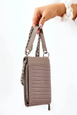 Online Mała Damska Torebka ETUA020-019 Szara Torebki Monnari|Listonoszki