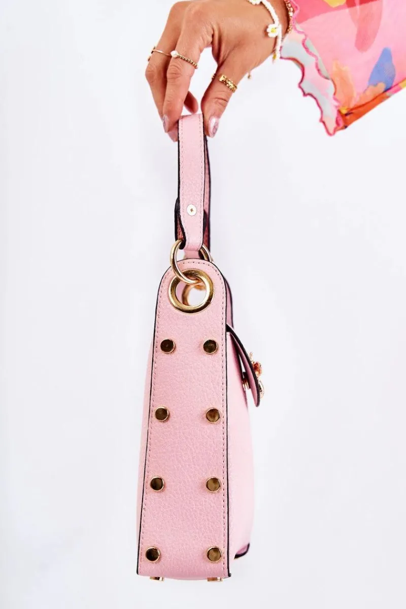 New Mała Damska Torebka Z Ozdobą Różowa Ellies Listonoszki