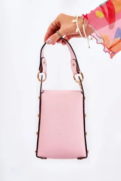 New Mała Damska Torebka Z Ozdobą Różowa Ellies Listonoszki