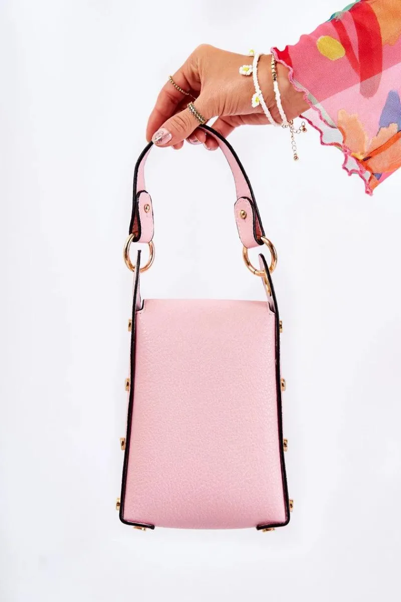 New Mała Damska Torebka Z Ozdobą Różowa Ellies Listonoszki