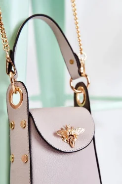 Outlet Boto Mała Damska Torebka Z Ozdobą Szara Ellies