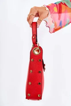 Clearance Mała Damska Torebka Z Ozdobą Czerwona Ellies Listonoszki