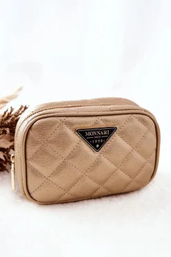 Kosmetyczki Damskie>Monnari Mała Kosmetyczka Pikowana CSM0050-023 Złota
