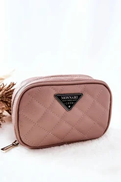 Outlet Mała Kosmetyczka Pikowana CSM0050-015 Beżowa Damskie Kosmetyczki Damskie