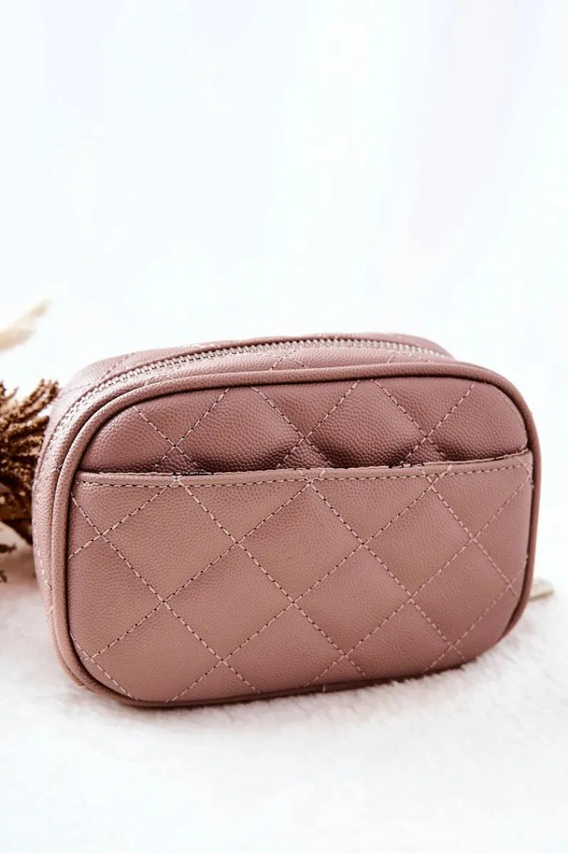 Outlet Mała Kosmetyczka Pikowana CSM0050-015 Beżowa Damskie Kosmetyczki Damskie