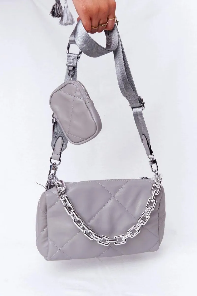 Outlet Mała Torebka Na Ramię Z Saszetką Barcelona Szara Torebki Klasyczne|Listonoszki