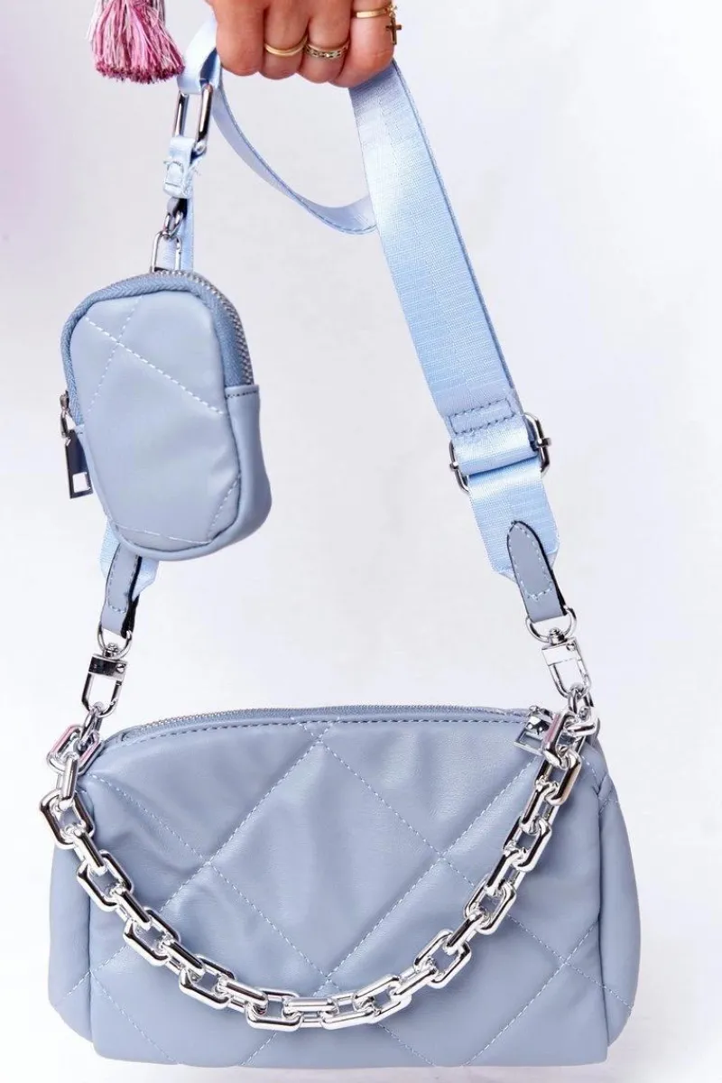 Outlet Mała Torebka Na Ramię Z Saszetką Barcelona Błękitna Listonoszki|Torebki Klasyczne