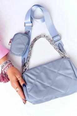 Outlet Mała Torebka Na Ramię Z Saszetką Barcelona Błękitna Listonoszki|Torebki Klasyczne