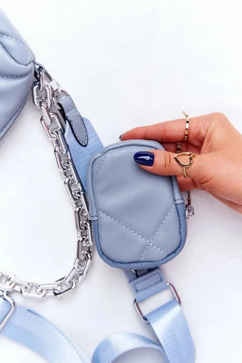 Outlet Mała Torebka Na Ramię Z Saszetką Barcelona Błękitna Listonoszki|Torebki Klasyczne