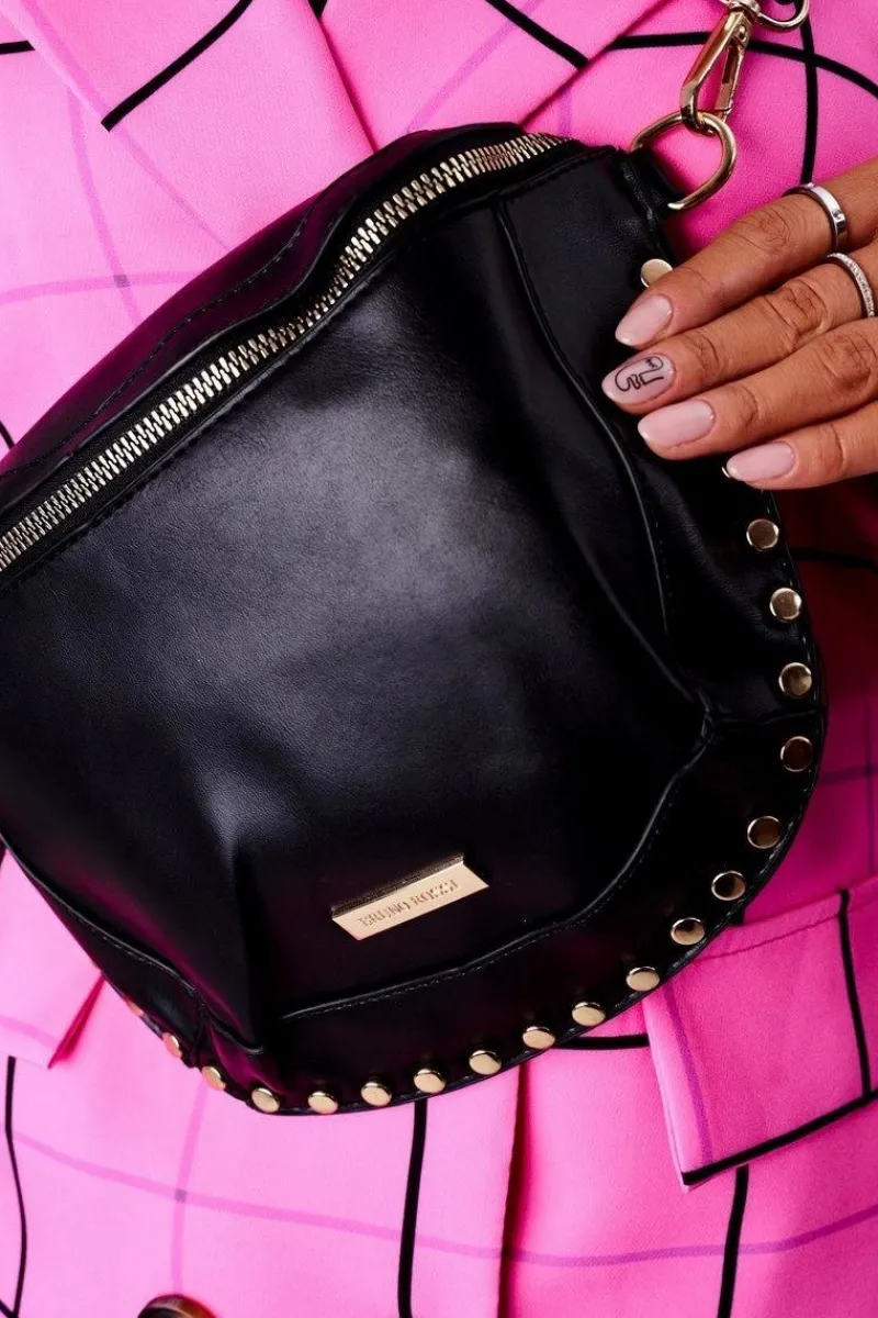 Mała Torebka Nerka Z Dżetami 2w1 Bruno Rossi Czarna Nerki|Listonoszki