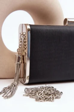 Kopertówki>Boto Mała Torebka Wizytowa Z Frędzlem Chionon Czarna