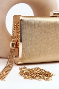 Clearance Mała Torebka Wizytowa Z Frędzlem Chionon Złota Kopertówki