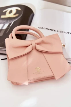 Torebki Kuferki>Boto Mała Torebka Z Kokardą Różowa Nesehe