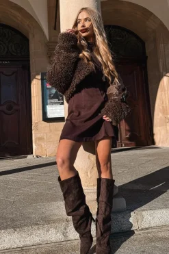 Kozaki Ocieplane|Kozaki Na Szpilce></noscript>Boto Marszczone Kozaki Na Szpilce Z Eko Zamszu Ocieplane Czekoladowe Mavella Brązowy