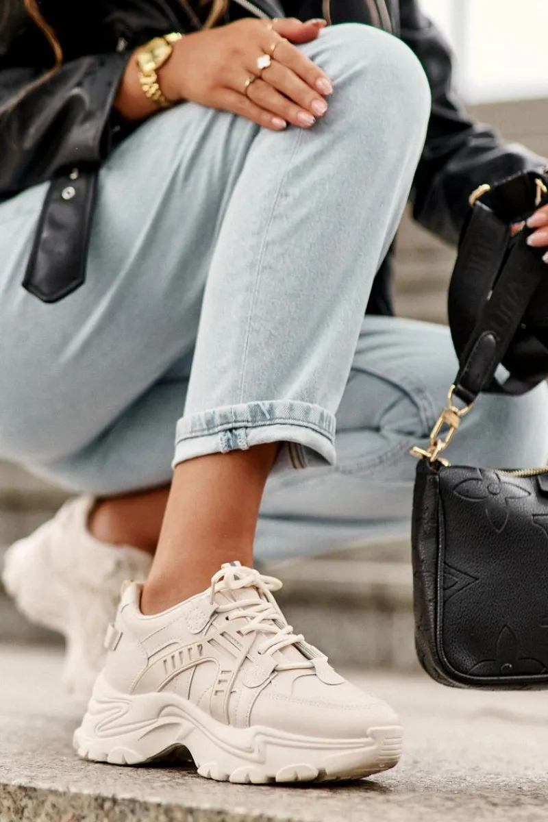 Online Masywne Damskie Buty Sportowe Sneakersy Beżowe Toderus Damskie Sneakersy Damskie