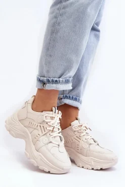 Online Masywne Damskie Buty Sportowe Sneakersy Beżowe Toderus Damskie Sneakersy Damskie