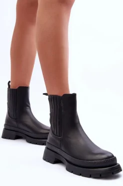 Czarne Botki|Botki Płaskie><noscript><img width=