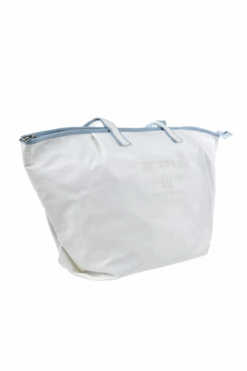 Online Materiałowa Duża Torba Big Star NN574050 Biała Torby Sportowe|Torebki Klasyczne