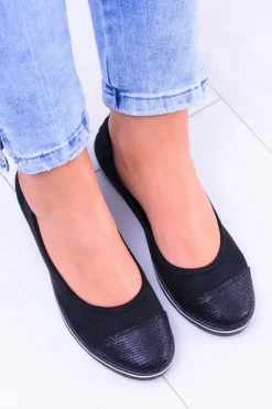 Online Materiałowe Czarne Baleriny Na Koturnie Elleni Damskie Baleriny Klasyczne