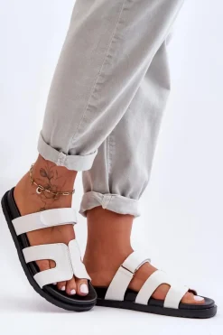 Online Materiałowe Damskie Klapki Na Rzep Białe Jose Damskie Klapki Na Platformie|Klapki Damskie Klasyczne