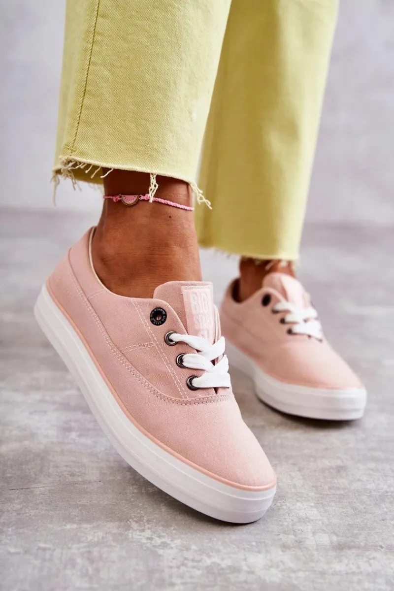 Best Big Star Shoes Materiałowe Damskie Tenisówki Big Star KK274020 Nude