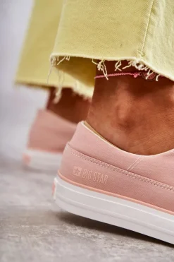 Best Big Star Shoes Materiałowe Damskie Tenisówki Big Star KK274020 Nude