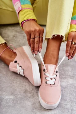 Best Big Star Shoes Materiałowe Damskie Tenisówki Big Star KK274020 Nude