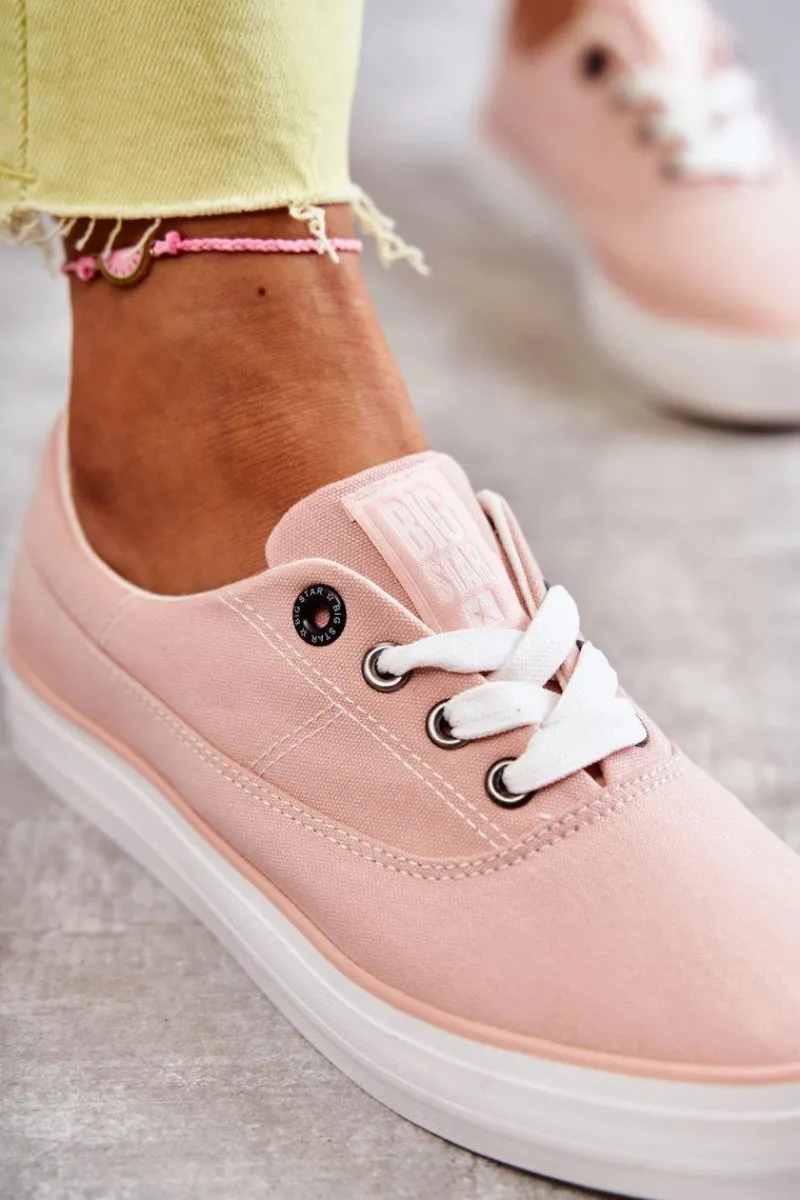 Best Big Star Shoes Materiałowe Damskie Tenisówki Big Star KK274020 Nude