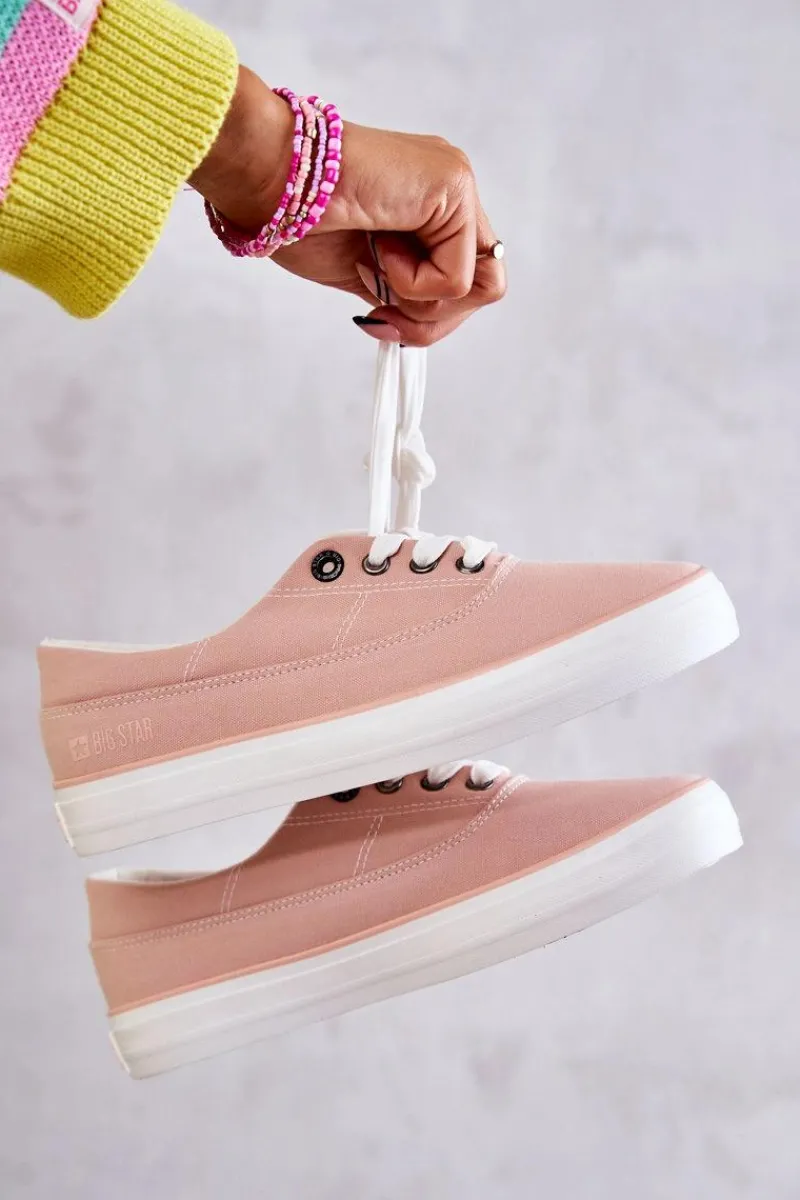 Best Big Star Shoes Materiałowe Damskie Tenisówki Big Star KK274020 Nude