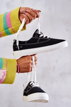 Discount Big Star Shoes Materiałowe Damskie Tenisówki Big Star KK274019 Czarne Czarny