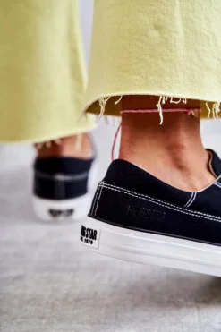 Discount Big Star Shoes Materiałowe Damskie Tenisówki Big Star KK274019 Czarne Czarny