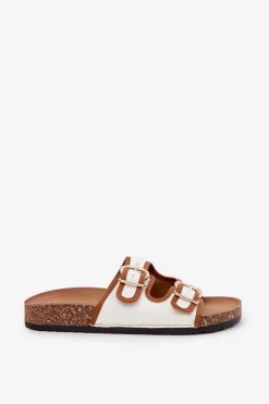 Best Materiałowe Klapki Damskie Na Korkowej Platformie Z Klamrami Białe Osoffe Damskie Klapki Korkowe|Klapki Damskie Klasyczne