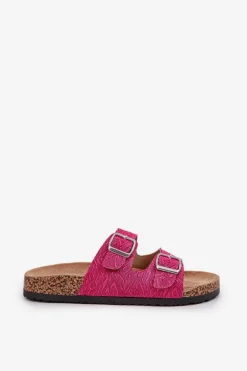 Klapki Korkowe|Klapki Na Platformie></noscript>Boto Materiałowe Klapki Na Korkowej Podeszwie Z Klamrami Fuksja Atera Różowy