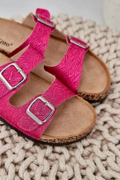 Klapki Korkowe|Klapki Na Platformie></noscript>Boto Materiałowe Klapki Na Korkowej Podeszwie Z Klamrami Fuksja Atera Różowy