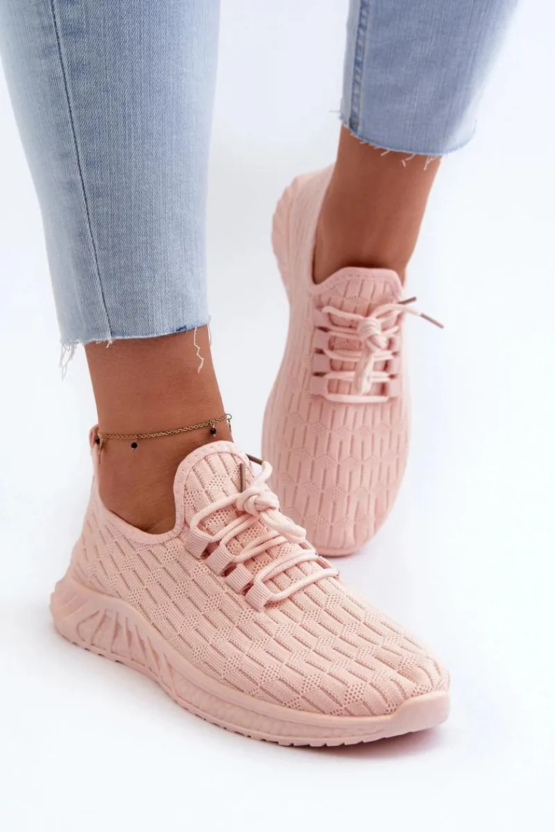 Sneakersy Damskie>Boto Materiałowe Lekkie Buty Sportowe Damskie Różowe Xalara