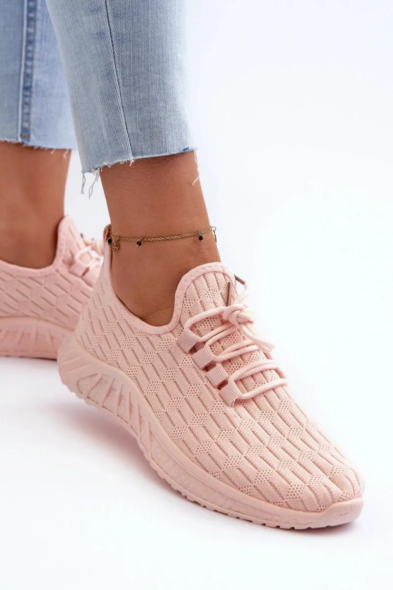 Sneakersy Damskie>Boto Materiałowe Lekkie Buty Sportowe Damskie Różowe Xalara
